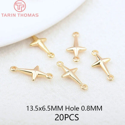 24K Champagne Gold Cross Charms - Small Brass DIY Jewelry Pendants & Craft Accessories