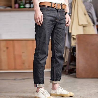 Maden Retro 11.6oz Selvedge Raw Denim Jeans – Tapered Regular Fit with Zipper Fly, High-Quality Men’s Pants