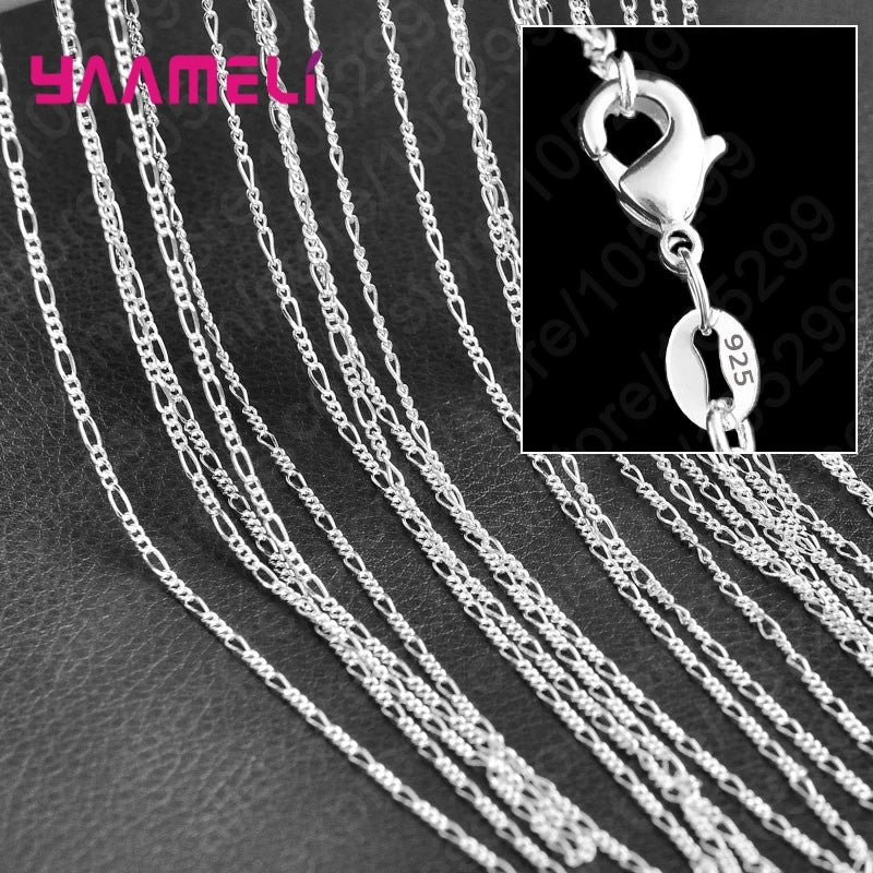 10PCS 925 Sterling Silver Charm Link Chain Necklaces – Smooth Lobster Clasp Jewelry, 16-30 Inch Adjustable
