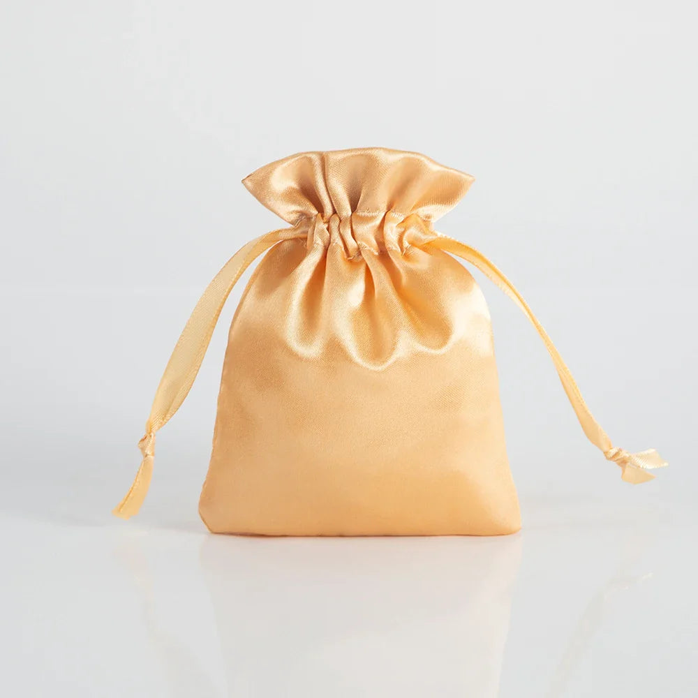 100PCS Silk Satin Jewelry Gift Bags – Drawstring Pouches for Necklace, Bracelet & Earrings, Wedding Party Favor & Christmas Gift Packaging, Custom Logo Ready