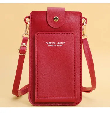 Women's Soft Leather Wallet Crossbody Bag – Touch Screen Phone Purse with Shoulder Strap