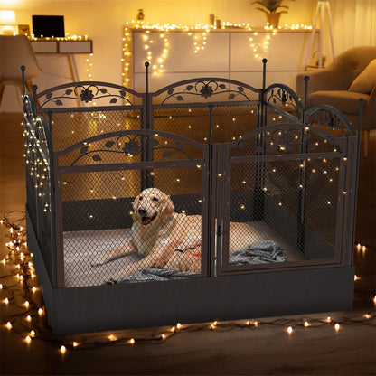 8-Panel DIY Heavy Duty Dog Playpen – Indoor & Outdoor Metal Puppy Fence with Waterproof Pad for Whelping and Training