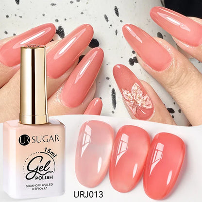 UR SUGAR 15ml Jelly Milky White Gel Polish – Translucent UV Soak Off Nail Art Varnish Semi-Permanent Fashion Nail Color