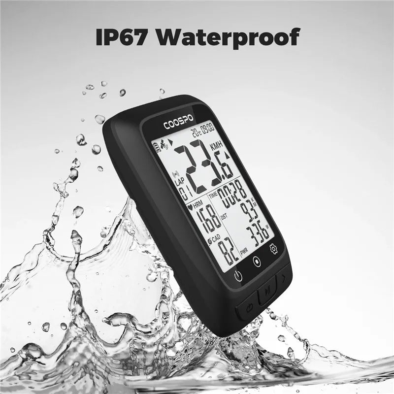 Coospo BC107 GPS Bike Computer — 2.4" Wireless Odometer & Speedometer, Bluetooth 5.0, ANT+, Waterproof
