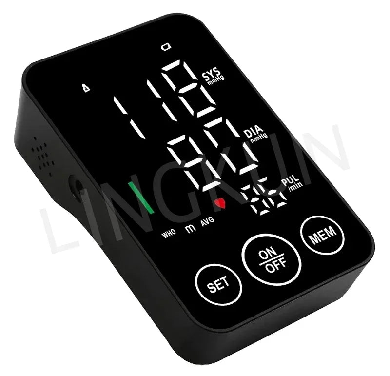 Spanish Voice Blood Pressure Monitor – Digital Arm Sphygmomanometer with LED Big Screen Tonometer