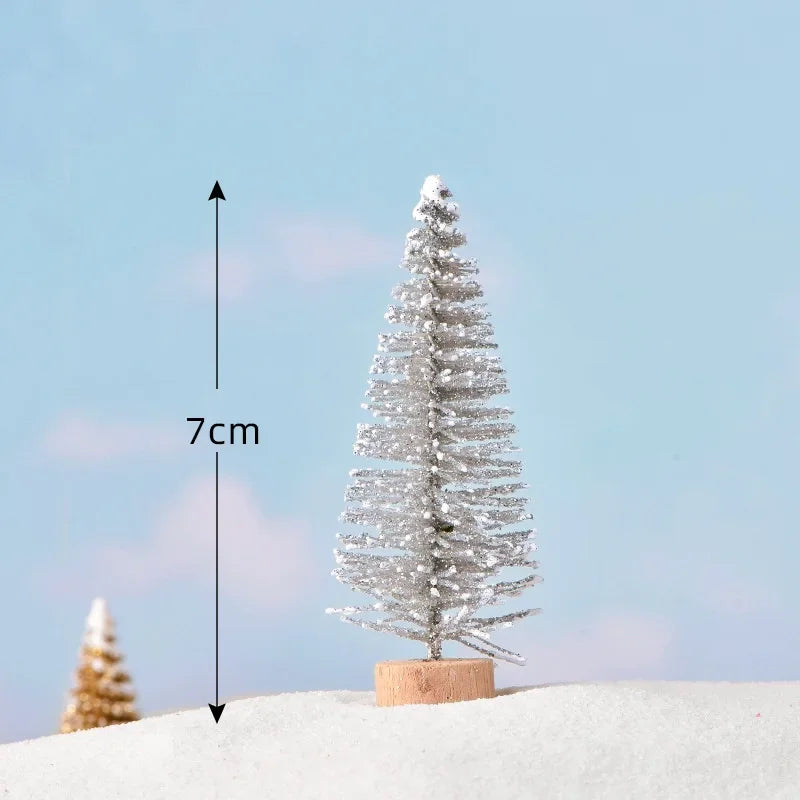 Mini Artificial Christmas Tree Figurine — Sisal, Silk & Cedar Pine for Fairy Garden, Micro Landscape & New Year Decor