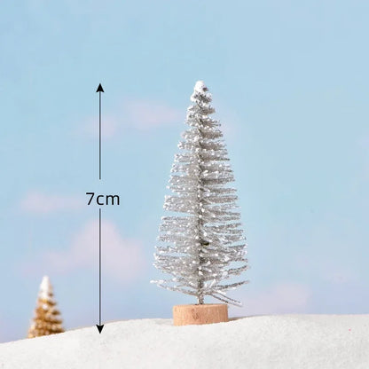 Mini Artificial Christmas Tree Figurine — Sisal, Silk & Cedar Pine for Fairy Garden, Micro Landscape & New Year Decor