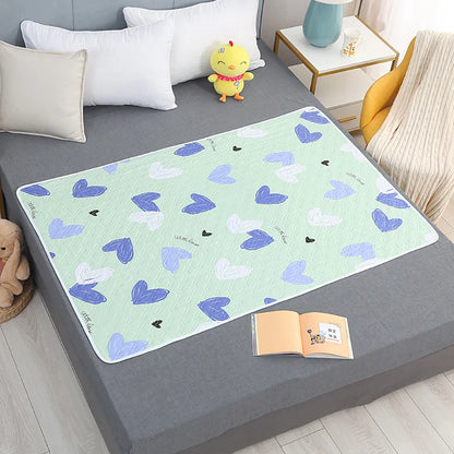 80x120cm 4-Layer Cartoon Dino Diaper Changing Mat – Waterproof Washable Pad for Baby Care & Menstrual Use