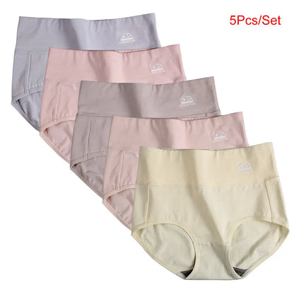 5-Pack Women’s High Waist Cotton Underwear – Tummy Control & Butt Lift, Breathable Antibacterial Comfort, No Ride-Up