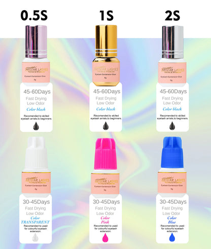 ARTSTAR 5ml Eyelash Extension Glue – Fast-Drying 0.5S/1S/2S Adhesive, Low-Odor, Long-Lasting Lash Glue