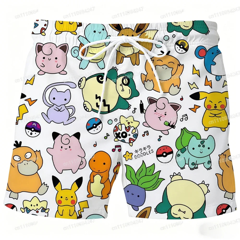 Psyduck Pokémon Beach Shorts - Quick-Dry Cartoon Swim Trunks for Men & Women