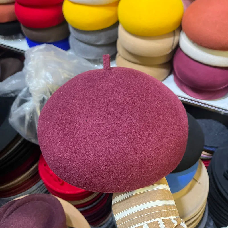 Winter Fedora Hat for Women - Korean Flat Top, Wool, British Casual Style in Navy, Black, Gray, Khaki, High Quality Equestrian Fashion