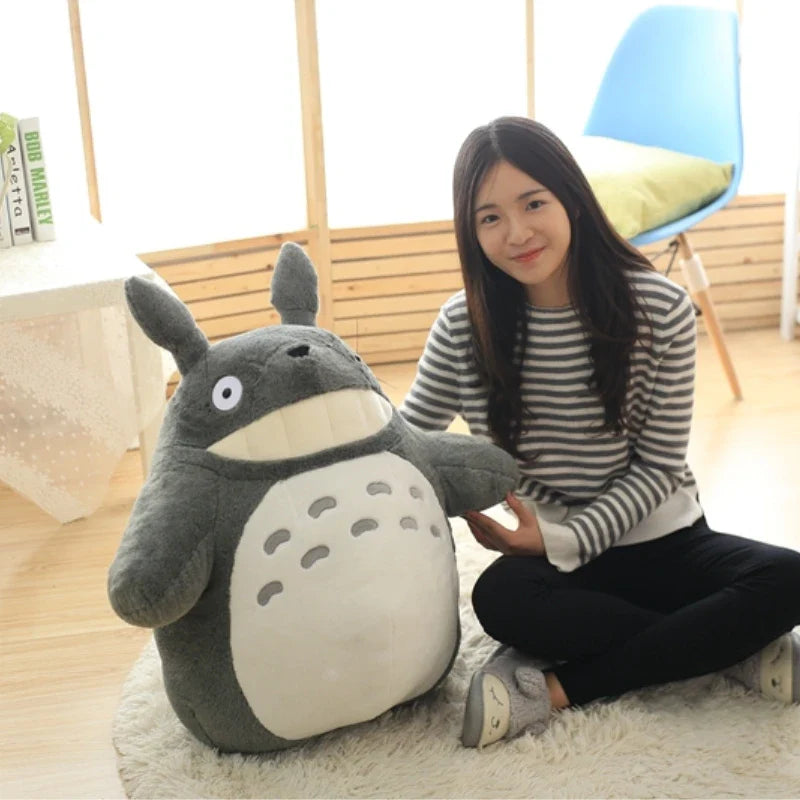 Cartoon Laugh Heartily Totoro Plush Toy — Stuffed Anime Movie Totoro, Lotus Leaf Pillow Plushie, Japanese-Style Doll Gift