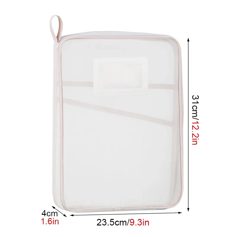 A4 Double-Layer Mesh Zipper Bag – Large Capacity Stationery Storage Organizer for School and Office Supplies