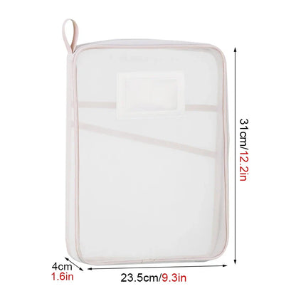A4 Double-Layer Mesh Zipper Bag – Large Capacity Stationery Storage Organizer for School and Office Supplies