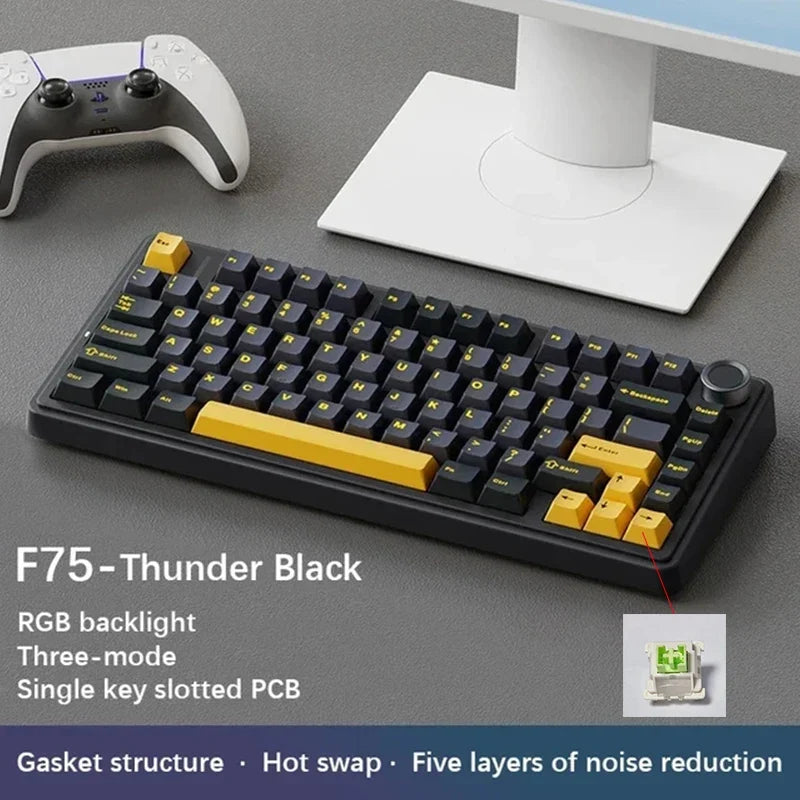 AULA F75 Gaming Mechanical Keyboard - 75% RGB Gasket Mount Hot-Swappable Keyboard with PBT Keycaps
