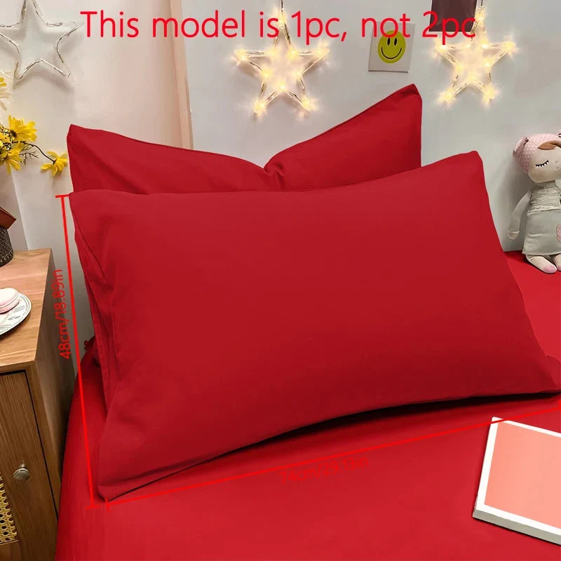 Matte Solid Color Pillowcase - Soft Pocket Sealed Bedroom Bedding Cover