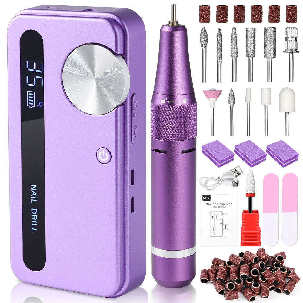 35000RPM Electric Nail Drill – Professional Rechargeable Nail File for Gel Nails, Portable Manicure Tool