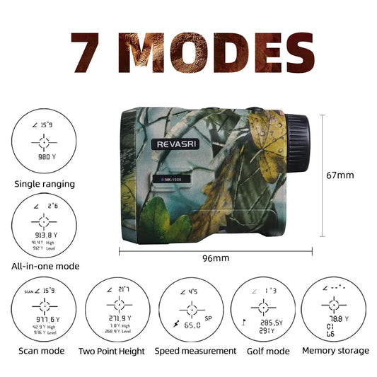 REVASRI Hunting Laser Rangefinder – 1000 Yards, Rechargeable Battery, Target Acquisition Tech