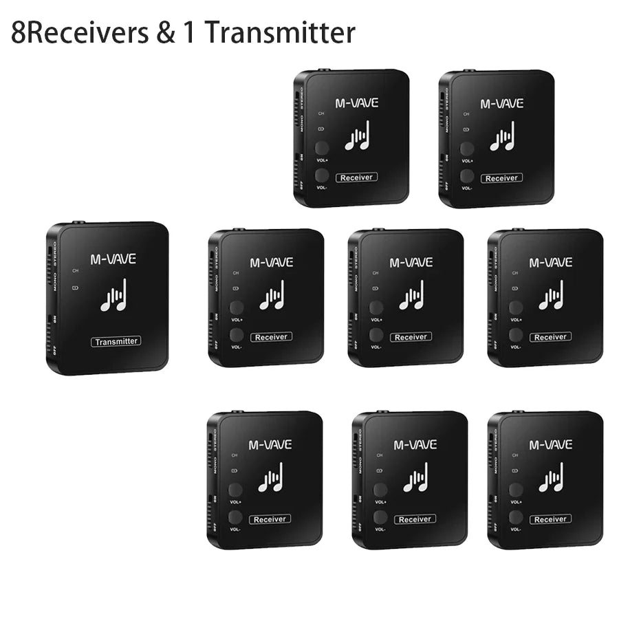 M-vave WP-10 2.4G Wireless Earphone Monitor – Rechargeable Transmitter & Receiver with Volume Button, Supports Stereo & Mono Cuvave
