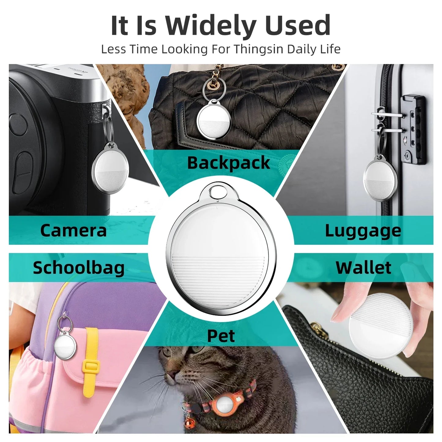 Mini GPS Tracker for Apple iOS — Find My App Compatible Smart Bluetooth AirTag for Child, Pet, Bike & Bag Loss