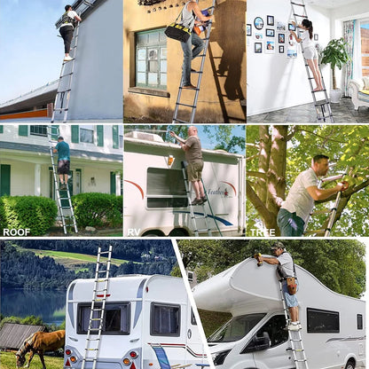 Telescopic Extension Ladder 2.6M-5M – Heavy Duty Folding Loft & Straight Ladder, Stainless Steel, Portable & Multi-Purpose Tool