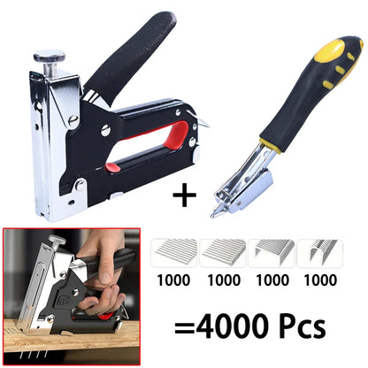 4-in-1 Nail & Staple Gun Kit — 4000 Staples, Multi-Purpose Tool for Wood, Fabric & DIY Home Repairs