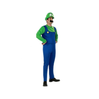 Super Luigi Bros Costume Set - Adult Halloween Cosplay Jumpsuit with Hat for Christmas Parties & Stage Performances