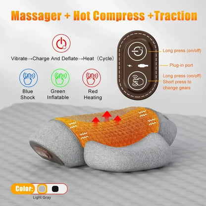 Electric Cervical Massage Pillow – Heated Vibration Neck Traction Memory Foam Support for Sleep & Spine Relaxation