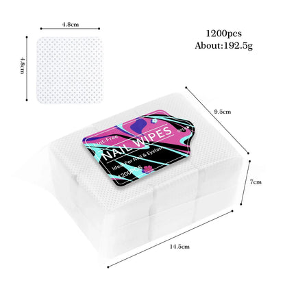 1080-Piece Nail Art Wipes - Lint-Free Cotton Pads for Gel Polish, Eyelash Glue & Beauty Cleaning