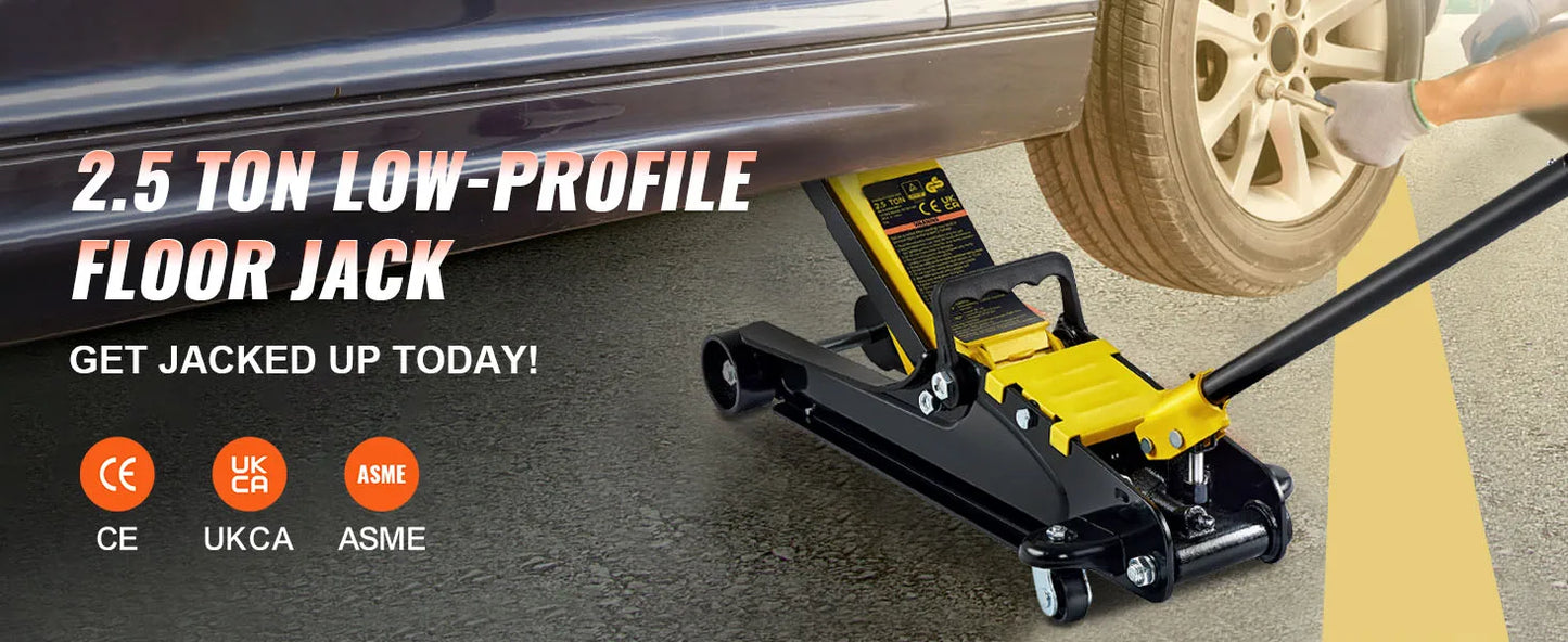 SucceBuy 2.5T Floor Hydraulic Jack – Low Profile Pneumatic Steel Floor Jack with Single Piston Lift Pump