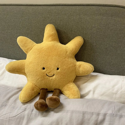 Adorable Smile Face Moon & Sun Plush Toy – Cute Cartoon Weather Stuffed Pillow for Kid's Bedroom Decor & Sofa