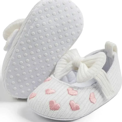Meckior Baby Girl Shoes — Spring & Autumn Cotton Sole Moccasins with Bow, Anti-Slip First Walkers for Newborns & Toddlers