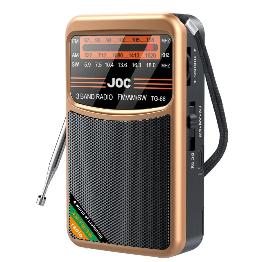 Portable AM/FM/SW Pocket Radio — Mini Receiver with Rechargeable Battery, Good Reception & Wired Earphone Support