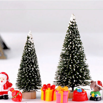 Mini Artificial Christmas Tree Figurine — Sisal, Silk & Cedar Pine for Fairy Garden, Micro Landscape & New Year Decor