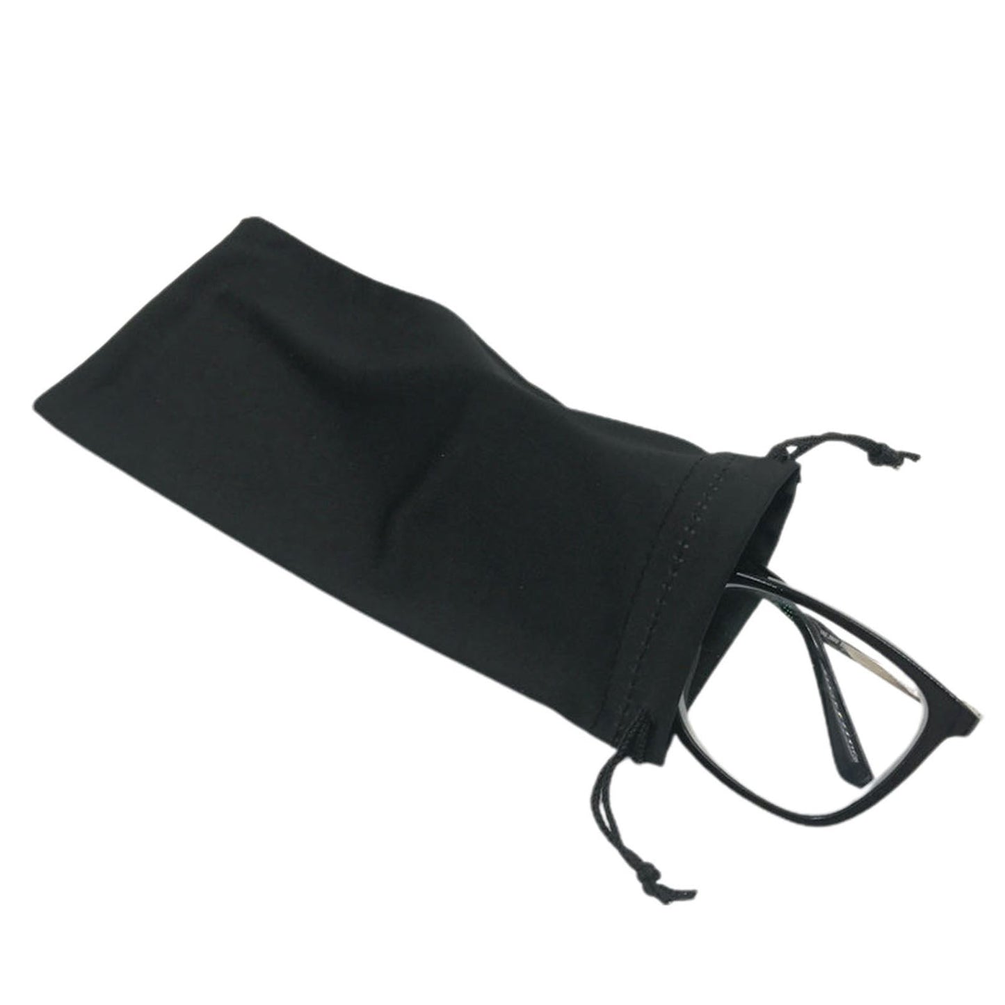 Microfiber Glasses Pouch – Soft Drawstring Eyewear Case 9×18cm, Solid Color Elastic Fabric Organizer