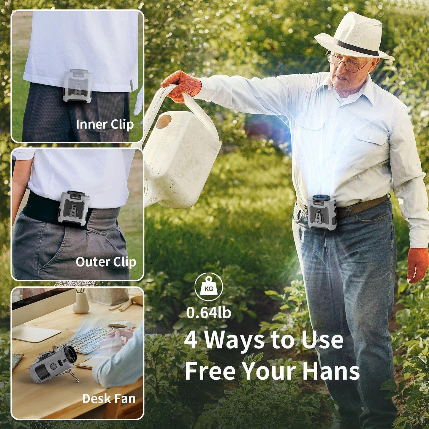 Socool 10000mAh Portable Waist & Neck Fan — Handheld Ultra-Strong Wind with Phone Charging & LED Light for Outdoor Work
