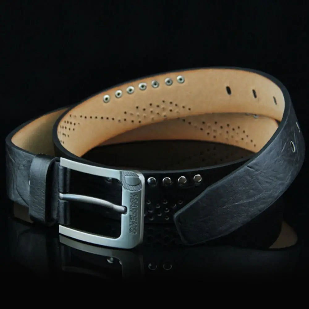 Genuine Leather Men's Belt – Luxury Classic Buckle, High-Quality Alloy Vintage Business & Cowboy Waistband