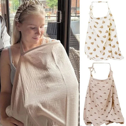 Cotton Muslin Baby Nursing Cover: Breathable Breastfeeding Privacy Apron & Feeding Blanket - Ideal Stroller Blanket for Comfortable Nursing