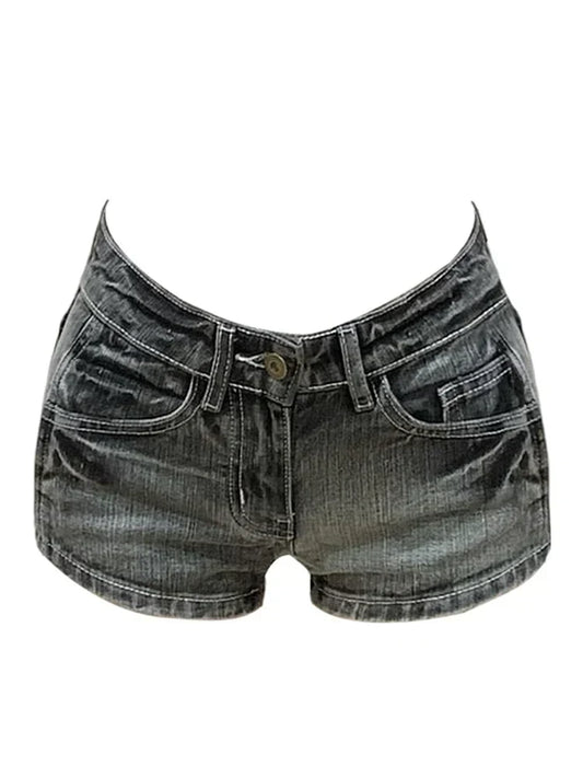 Summer Women’s Y2K Streetwear Gyaru Harajuku Vintage Low Rise 2000s Denim Jean Shorts Hot Pants