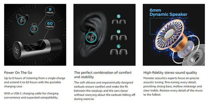 Monster Clarity 101 AirLinks TWS Earbuds | ENC Noise-Cancelling Waterproof Bluetooth Headphones