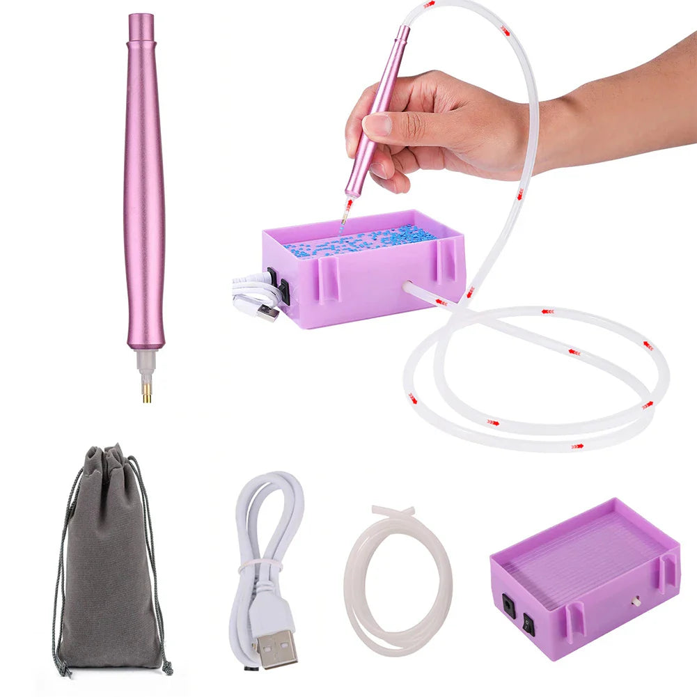 DIY Electric Diamond Painting Pen Set — Portable USB Vacuum Suction Kit