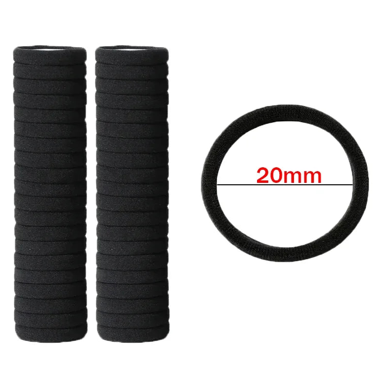 10/100PCS Black Elastic Hair Bands - Simple Rubber Scrunchies & Ponytail Holders for Women & Girls (2-5cm)