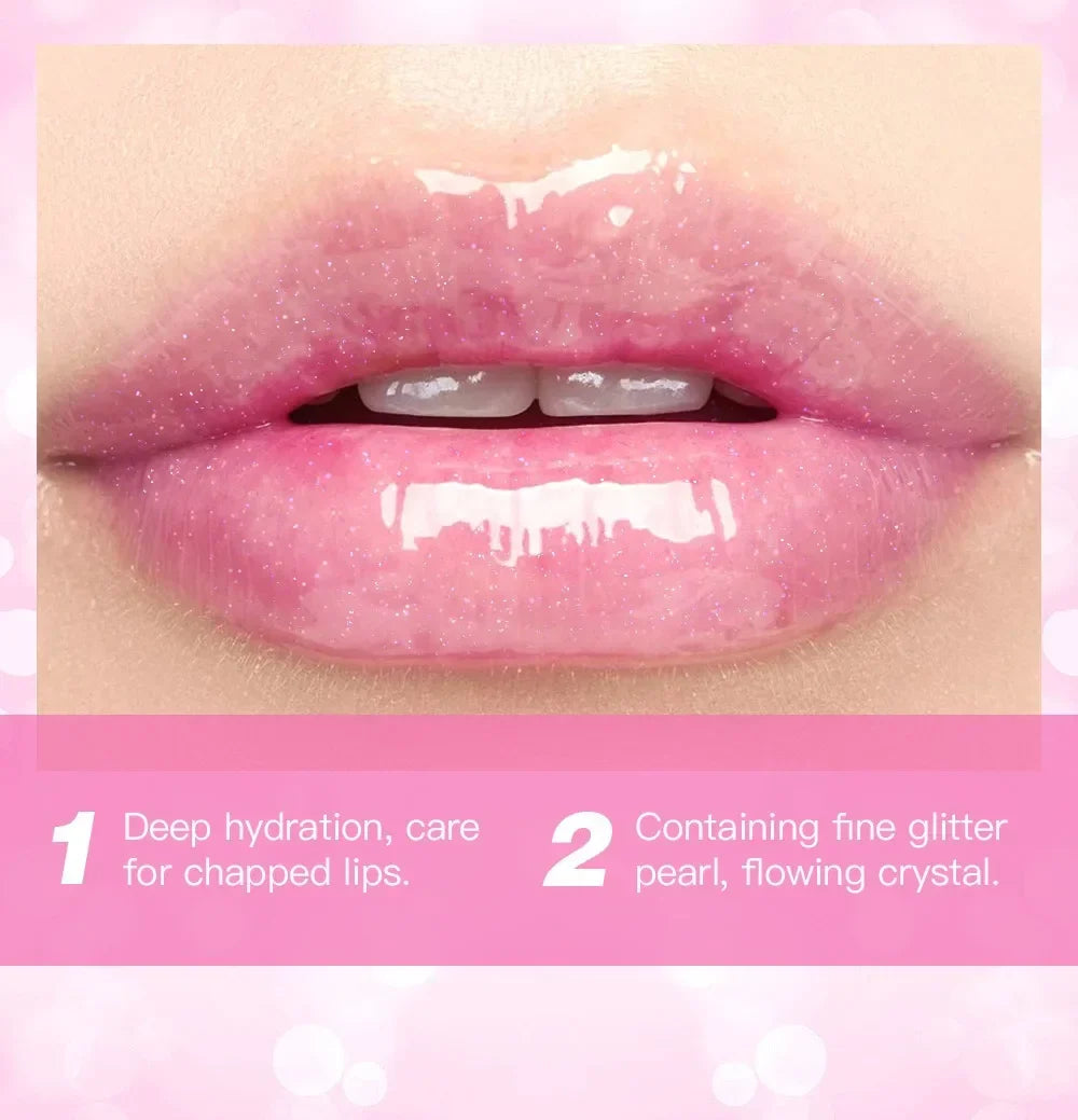 Soft Jelly Color-Changing Lipstick – Glossy Hydrating Glitter Lip Balm with Sparkling Red Shade