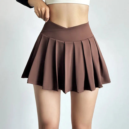 Women’s Sports Short Skirt — Summer High Waist Pleated Skirt with Anti-Walk Yoga Pants, Quick-Dry Breathable Running & Fitness Wear