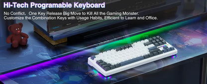 AULA F87 Pro 75% TKL Mechanical Gaming Keyboard – Wireless, Hot-Swap, RGB, Bluetooth, Gasket Mount, New 2024 Colors
