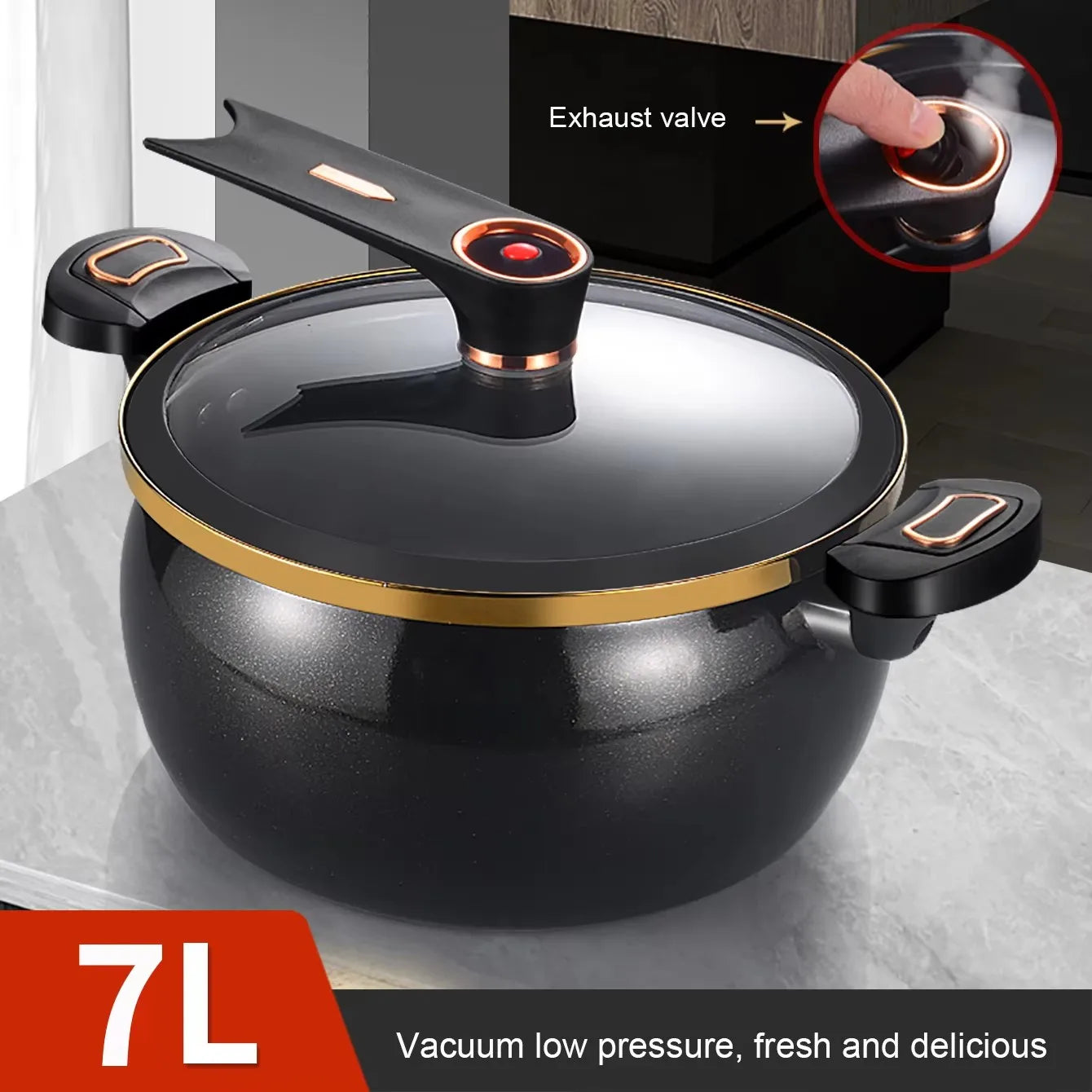 7L Chubby Micro Pressure Pot - Large Capacity Non-Stick Multi-Functional Stew Pot for Gas & Induction Cooking