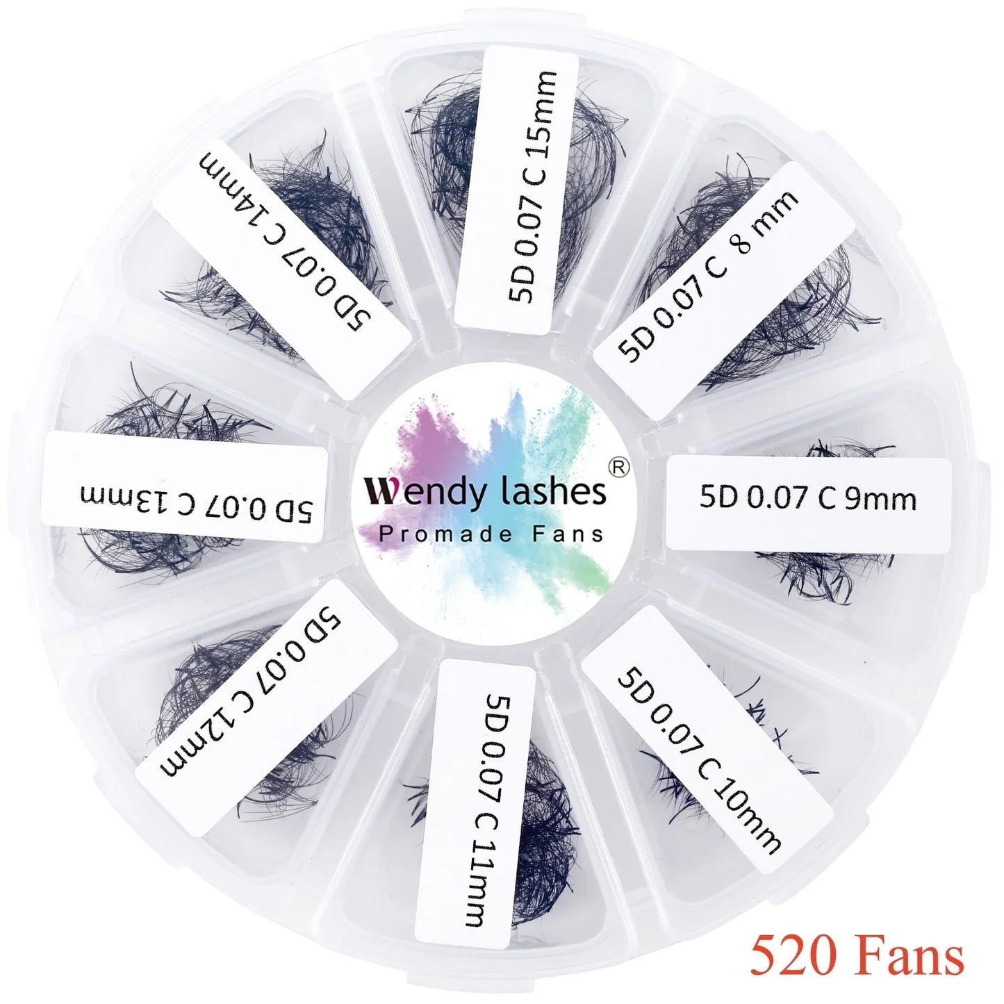 Wendy Lash Premade Volume Fans – 3D/5D/6D/10D/14D/16D Thin Root Eyelash Extensions, Sharp Pointy Stem, 520 Loose Lashes