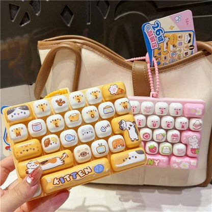 Cartoon Animal Keycap Keychain - 26-Grid Stress Relief Bag & Backpack Accessory