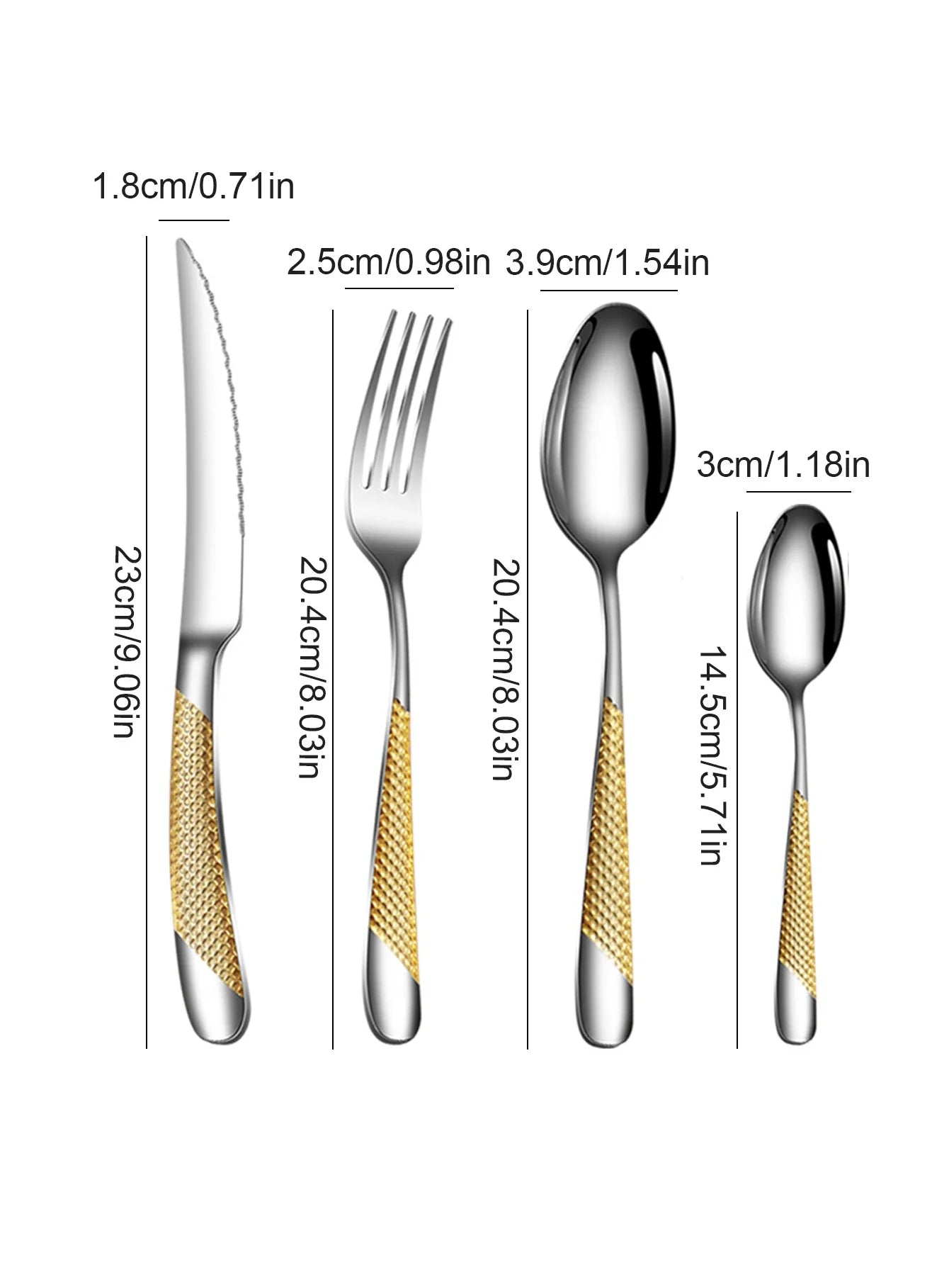24-Piece Stainless Steel Tableware Set – Star Design Steak Knives, Forks, Dessert Forks, and Spoons for Family Use